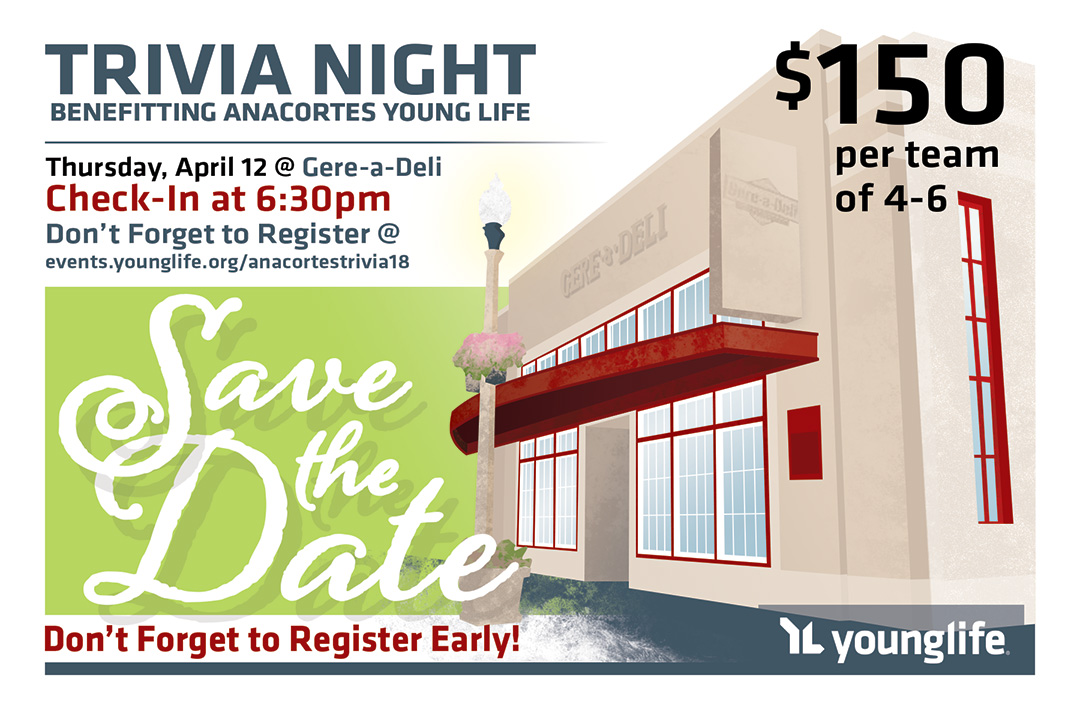 Young Life - Anacortes - Trivia Night Save the Date Card
